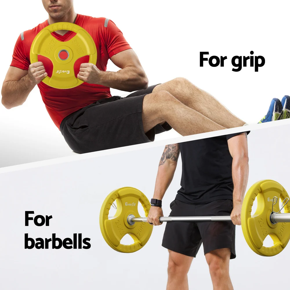 Everfit Weight Plates Standard 20kgx2 Dumbbell Barbell Plate Weight Lifting Home Gym Yellow - Image 7