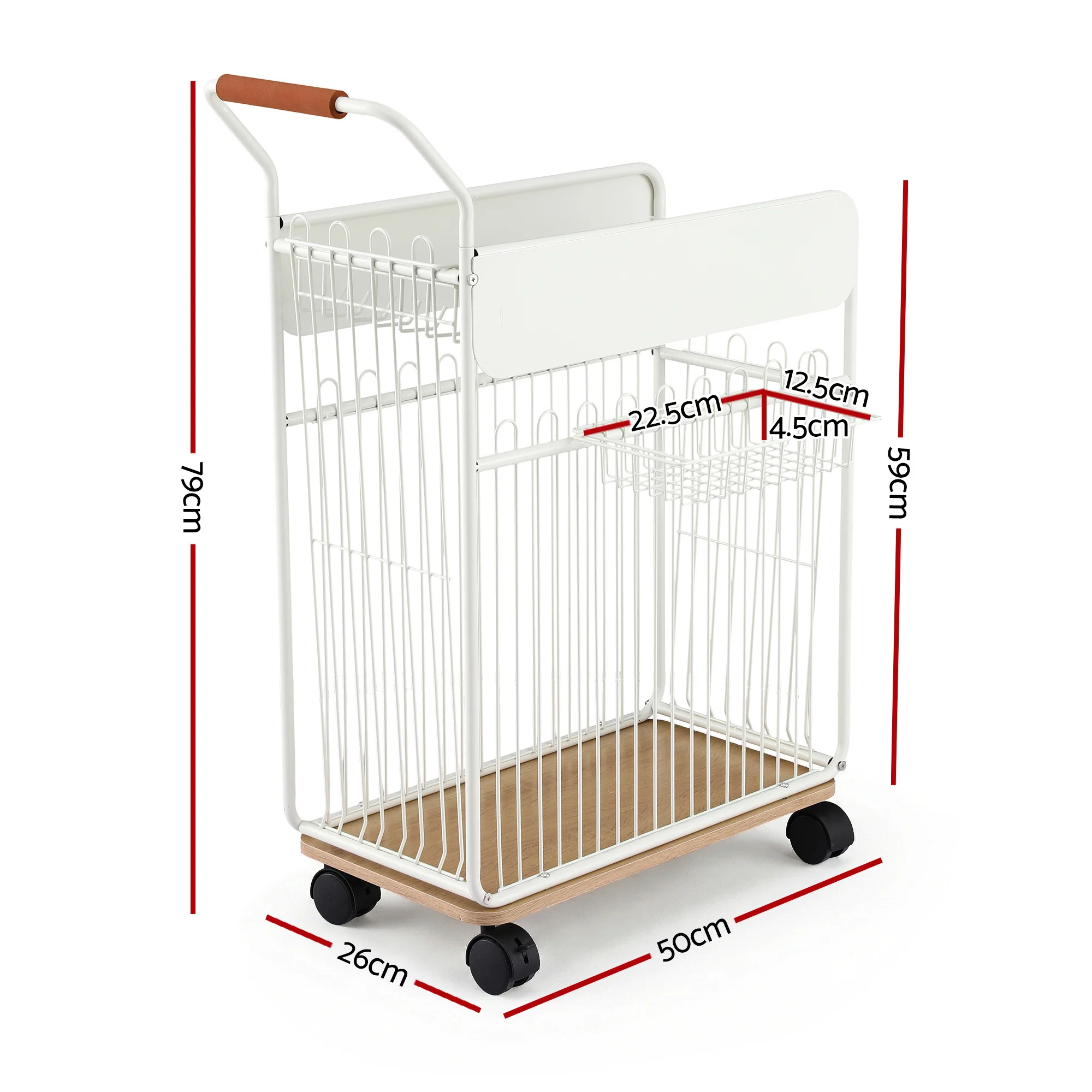 Everfit Yoga Mat Storage Rack Mobile Holder with Wheels Basket Home Gym Storage Organizer White - Image 2
