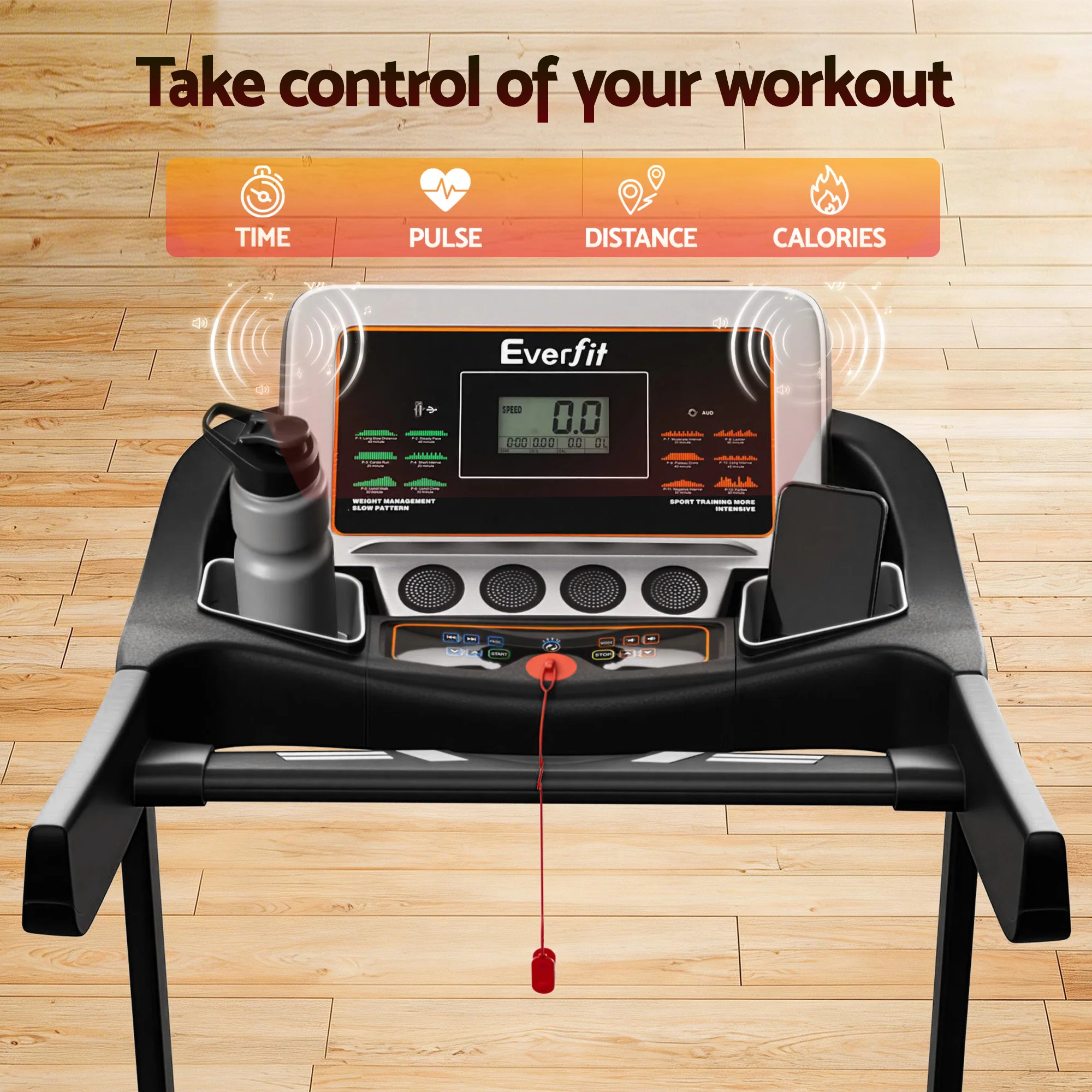 Everfit Treadmill Electric Auto Level Incline Home Gym Fitness Exercise 450mm - Image 6