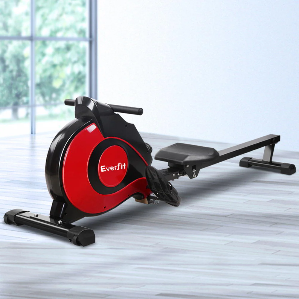 Everfit Rowing Machine Rower Magnetic Resistance Exercise Gym Home Cardio Red - Image 7