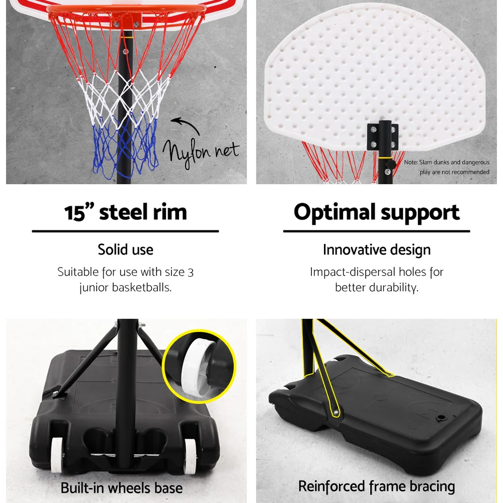 Everfit 2.1M Basketball Hoop Stand System Adjustable Portable Pro Kids White - Image 3
