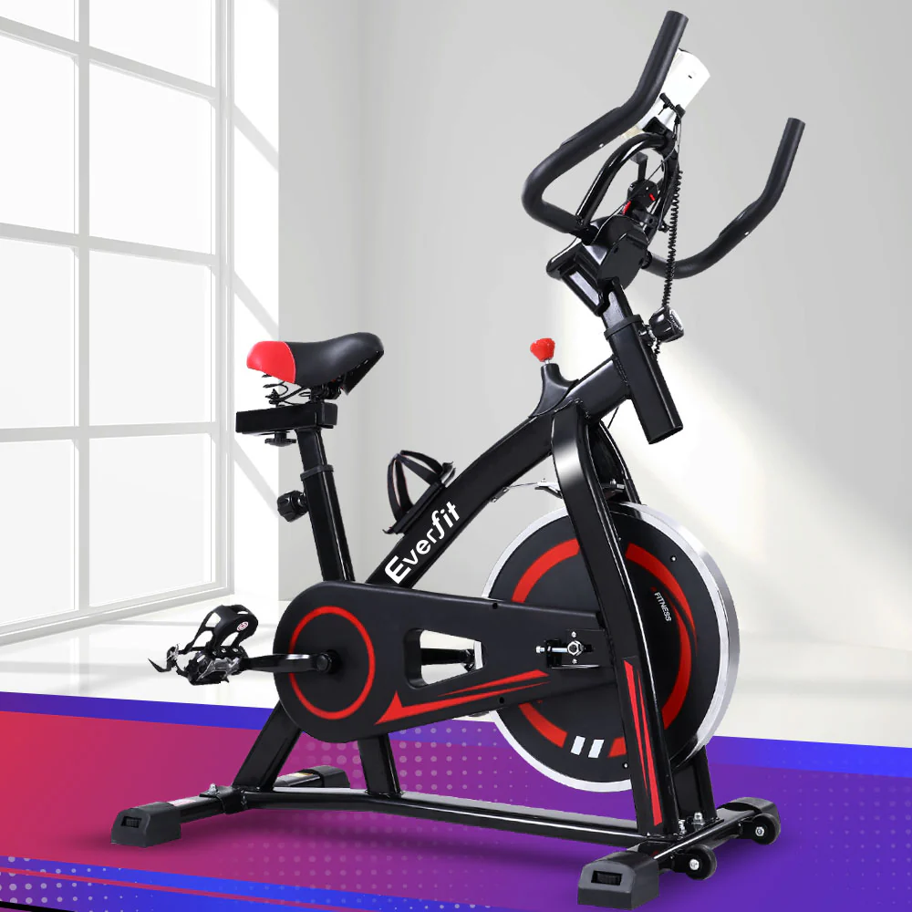 Spin Exercise Bike Flywheel Fitness Commercial Home Workout Gym Machine Bonus Phone Holder Black - Image 7