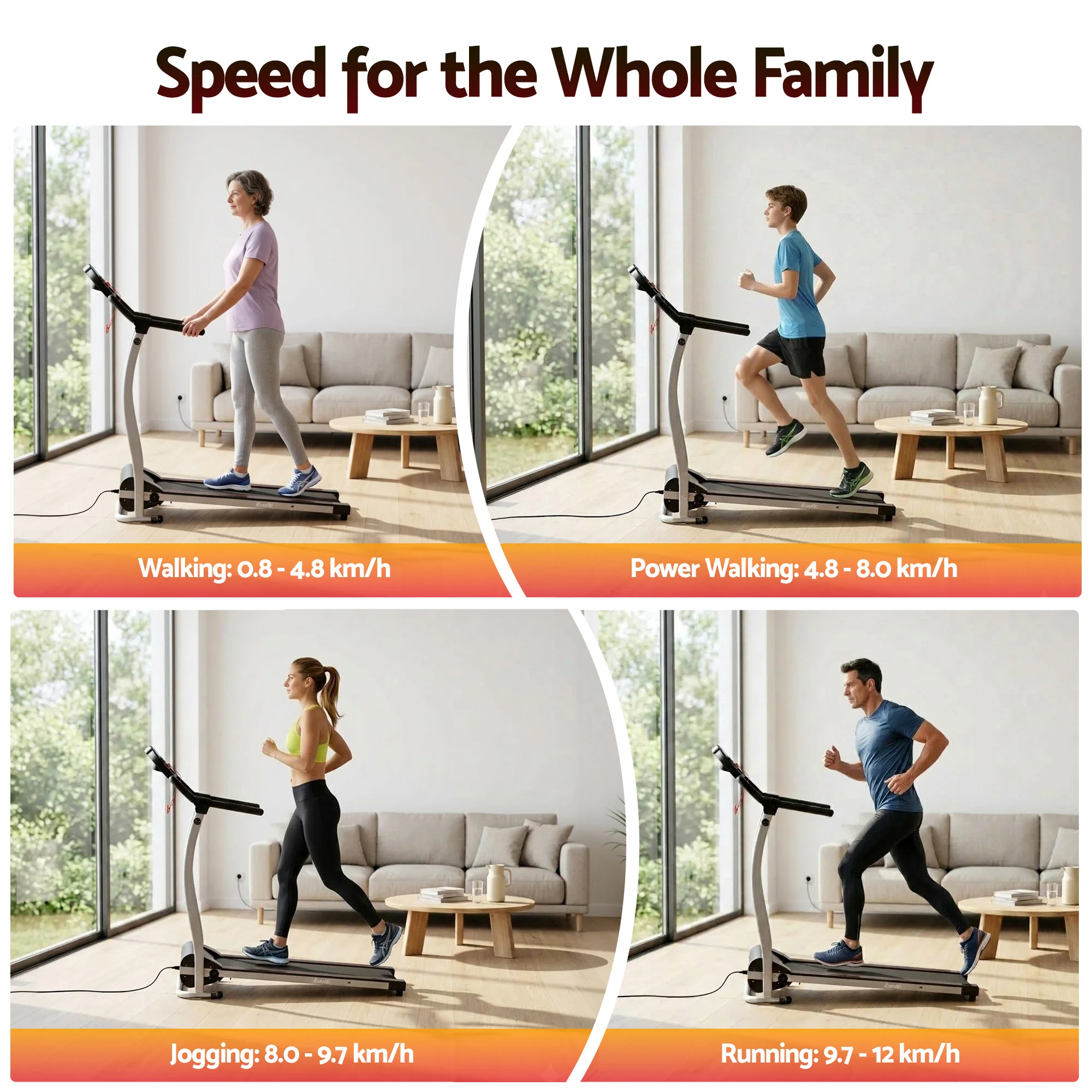 Everfit Treadmill Electric Home Gym Fitness Exercise Machine Foldable 340mm - Image 4