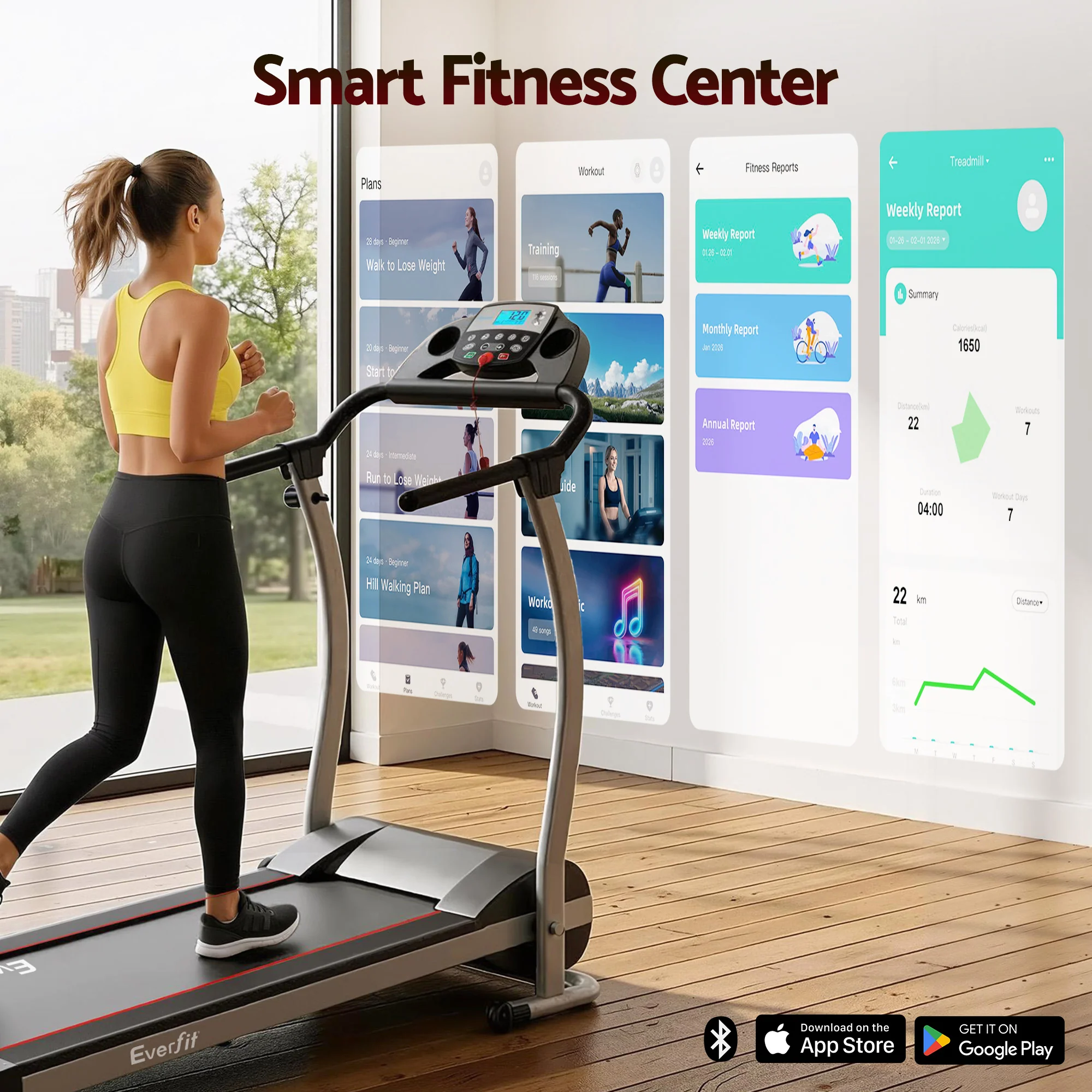 Everfit Treadmill Electric Home Gym Fitness Exercise Machine Foldable 340mm - Image 5